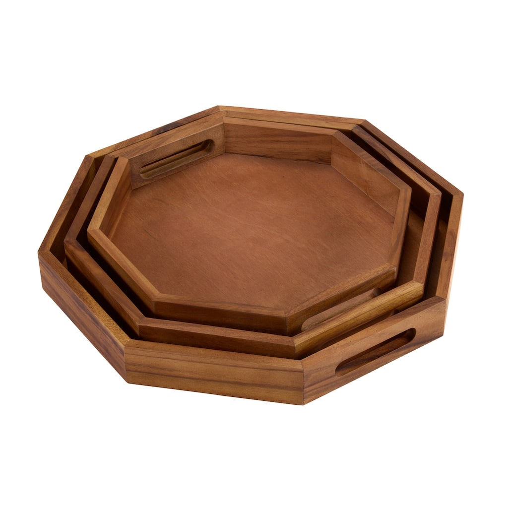Set of 3 Octagon Serving Trays - 1 each size