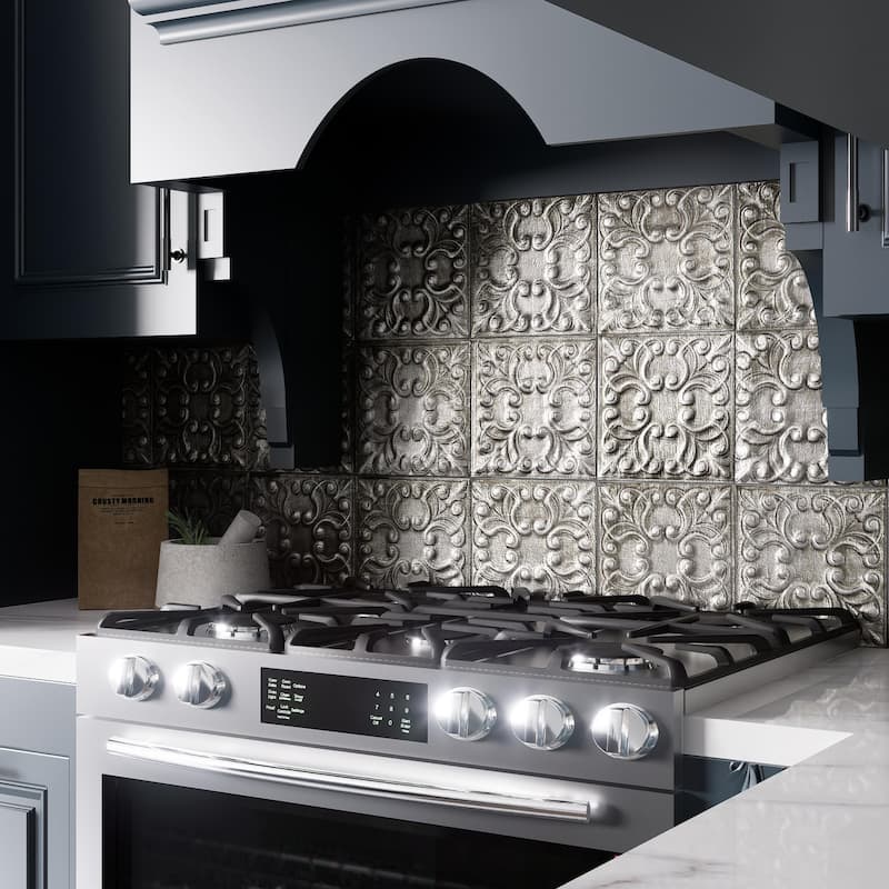 Merola Tile Victorian Tin Iron 17-3/8" x 17-3/8" Porcelain Wall Tile