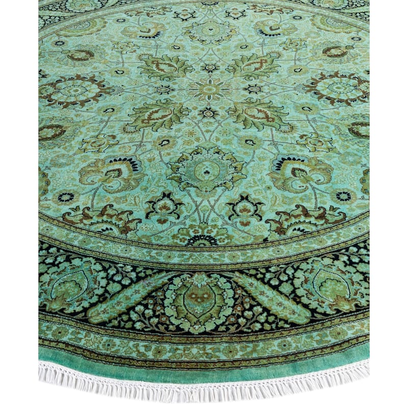 Overdyed One-of-a-Kind Hand-Knotted Area Rug - Green - 7' 1" x 7' 1"