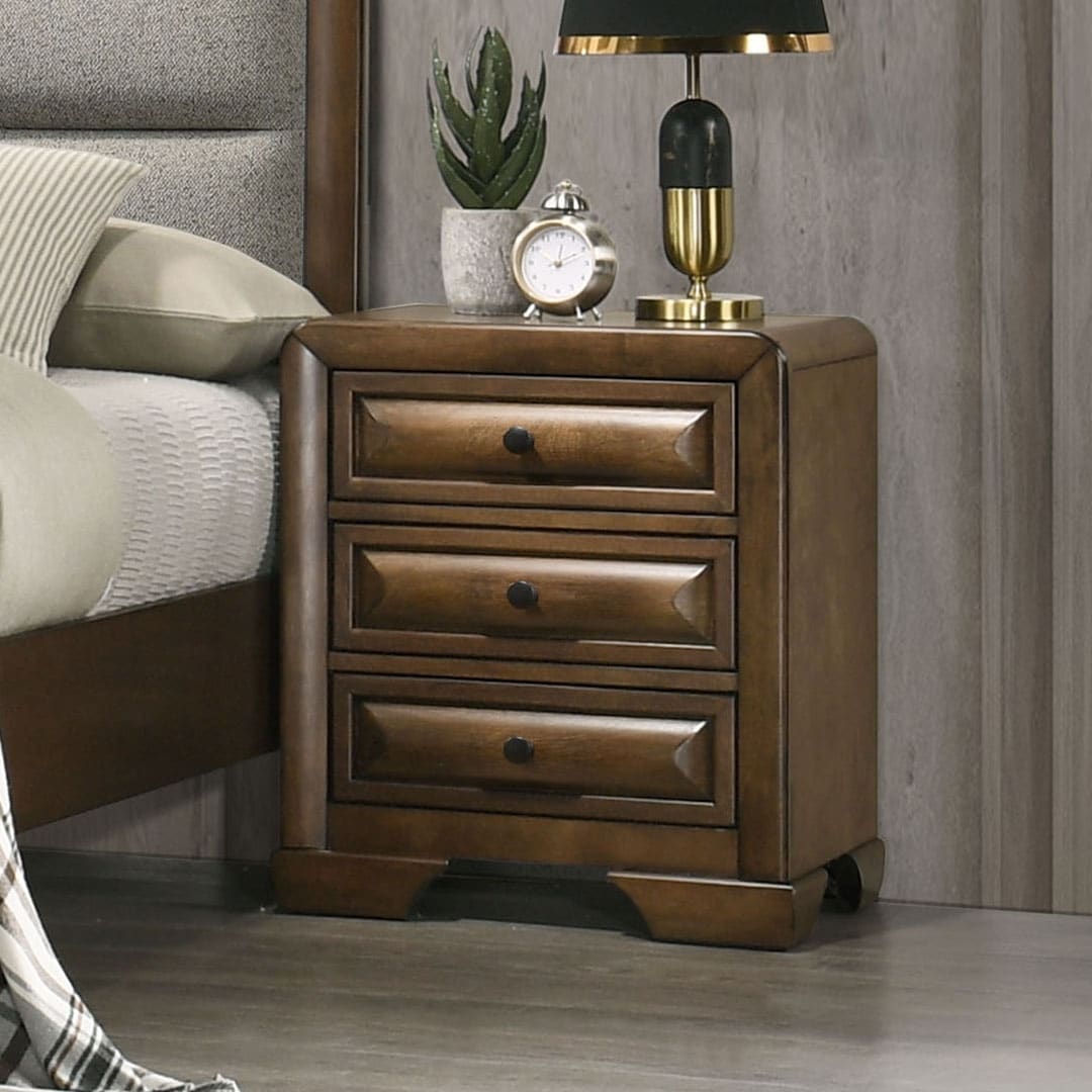 Furniture of America Collins Brown Solid Wood 3-Drawer Nightstand