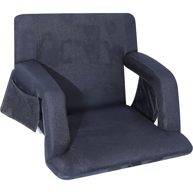 Stadium Seats, 5 Reclining Positions Bleacher Chairs with Padded Armrests, Side Pockets, Waterproof Thick Cushion - 1-Pack