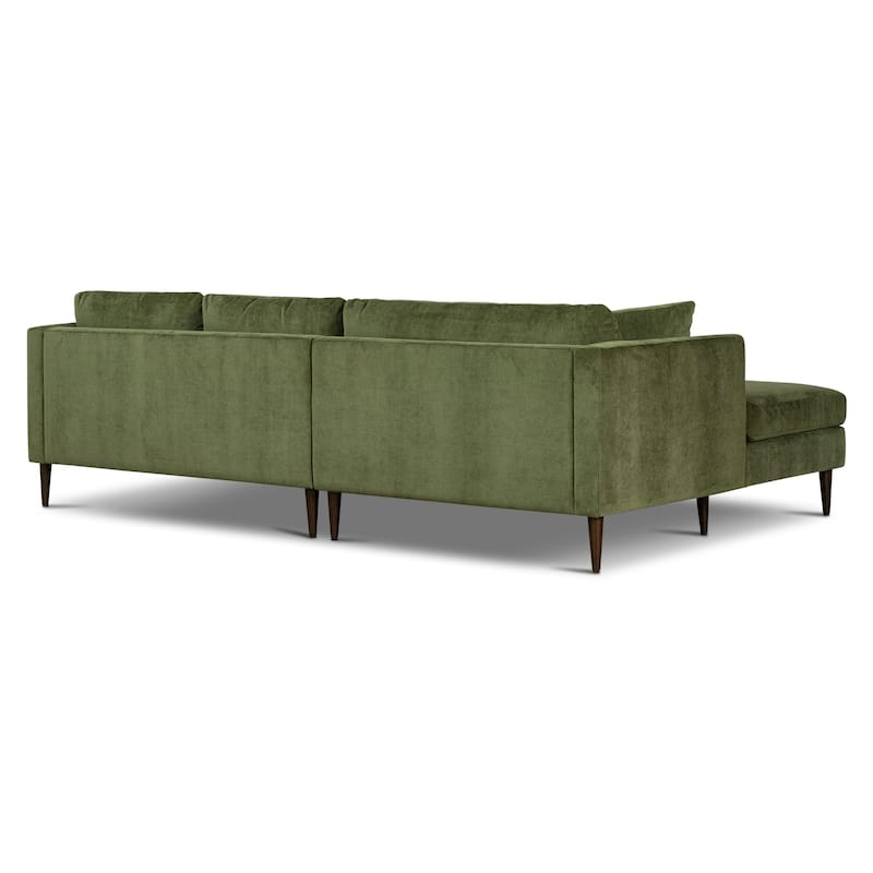 Poly & Bark Lucerne Sectional with Extra-Wide Chaise in Distressed Green Velvet