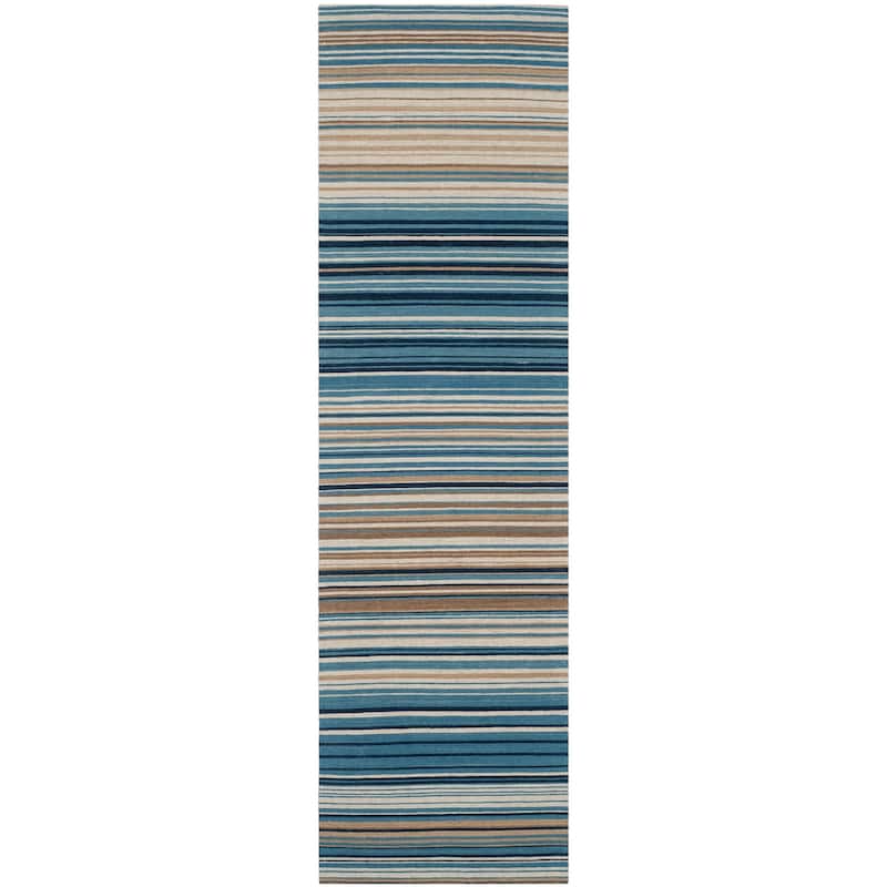 SAFAVIEH Handmade Marbella Mediha Modern Wool Rug - 2'3" x 6' Runner - Blue/Multi