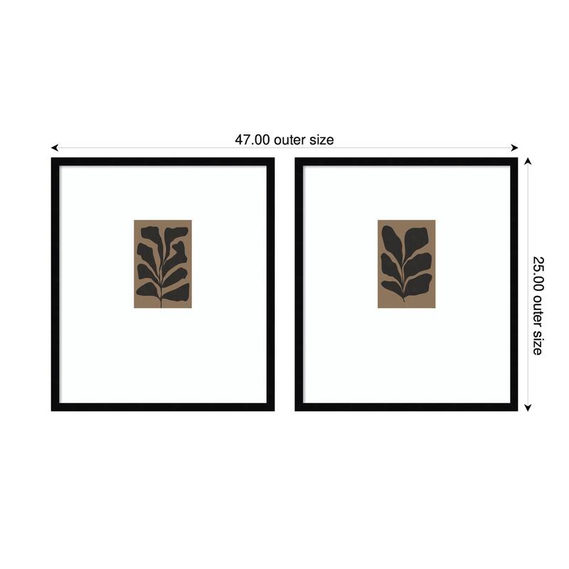 Kate and Laurel Floral Silhouette 01 & 02 2 Piece Framed Wall Art Print Set by Gabrielly Guedes