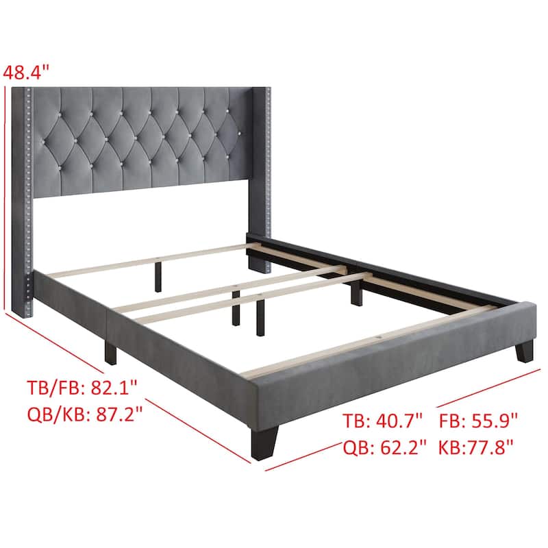 Clayfell Monroe Tufted Upholstered Wingback Panel Bed