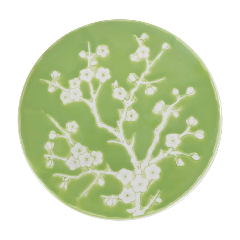 Cherry Blossom 17.7" Ceramic Garden Stool, Navy/White by JONATHAN Y