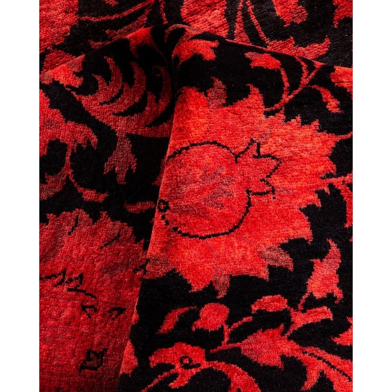 Overton Hand Knotted Wool Vintage Inspired Modern Contemporary Overdyed Red Area Rug - 4' 2" x 6' 1"