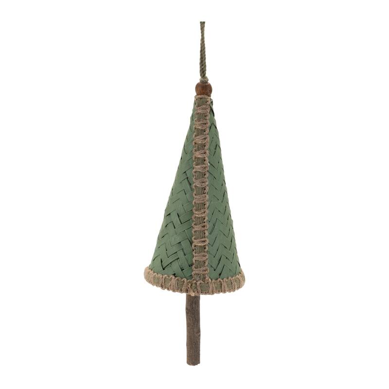 Woven Bamboo Pine Tree Ornament (Set of 4) - N/A