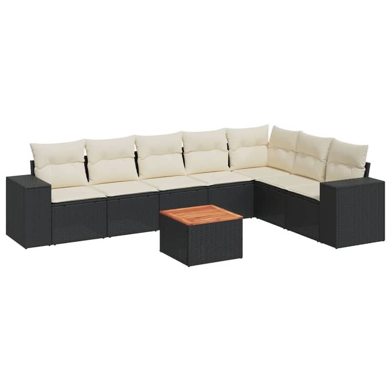 vidaXL Patio Sofa Set with Cushions Outdoor Furniture 8 Piece Poly Rattan - 21.7 x 21.7 x 14.6