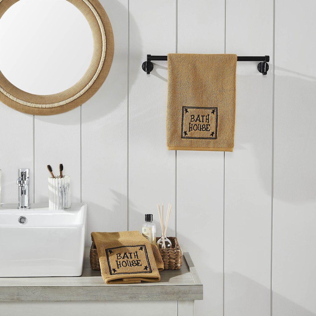 Bath House Prim Stars Tan Hand Towel Set of 2 16x26