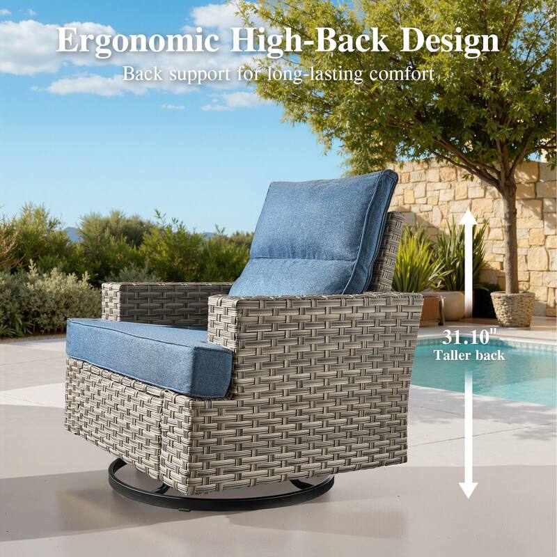 OVIOS 8-Piece T Shaped Seat Swivel Chair Patio Conversation Set