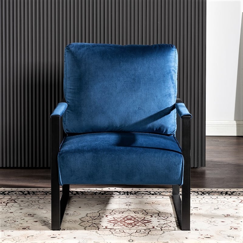Hosam 25.4" Velvet Upholstery Metal Arms Chair