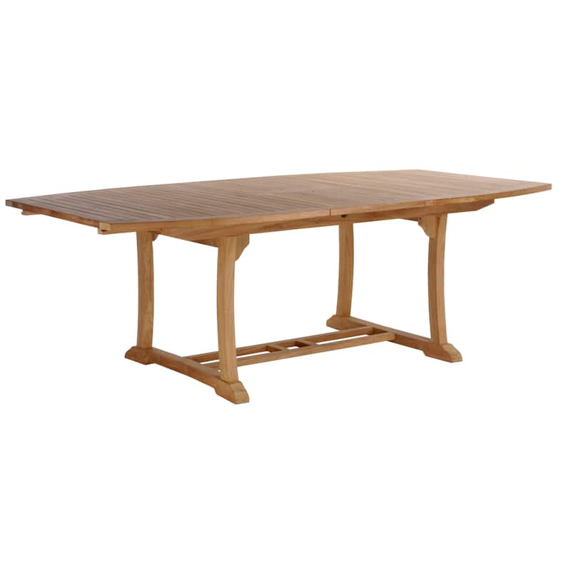 Chic Teak 9 Piece Rectangular Teak Wood West Palm Table/Chair Set With Cushions