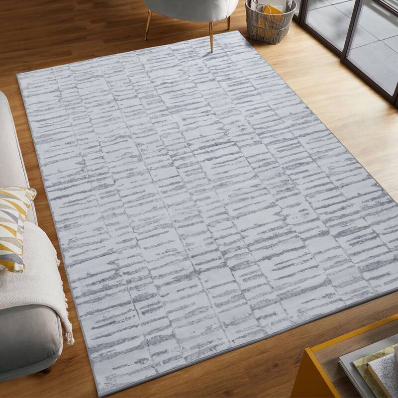 Jean Pierre New York Enderlin Stripe Dream Printed Chenille Rugs - 8x11 - Gray