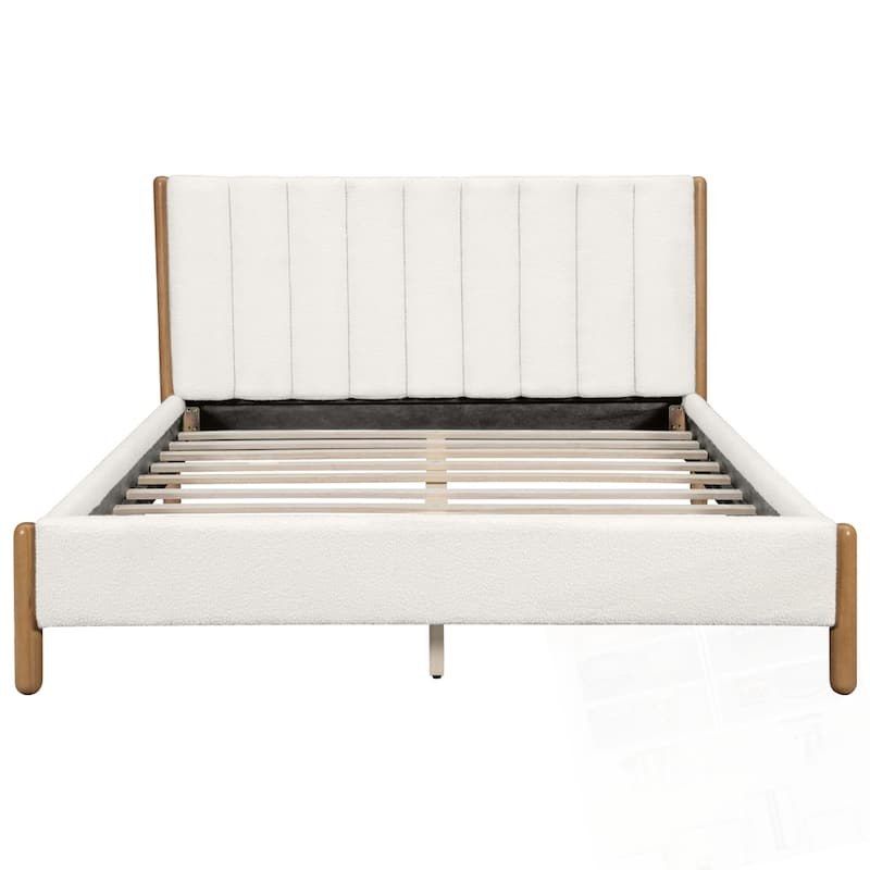Solid Wooden Legs Upholstered Platform Bed Bed Frame