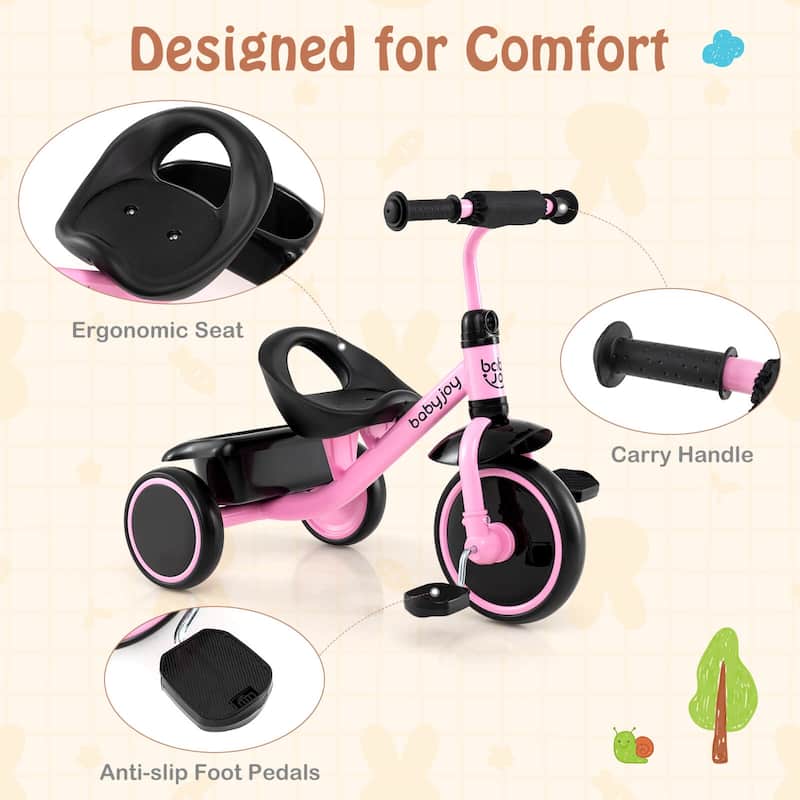 Babyjoy Kids Tricycle Toddler Trike with Adjustable Seat & Storage - See Details