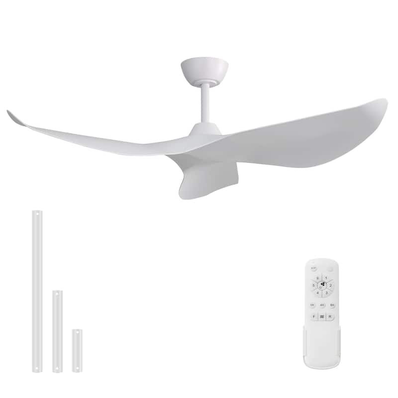 38 Inch Ceiling Fan Without Light ABS Blades Powerful Dc Motor With 1/4/8H Timer for Living Room,Bedroom - White