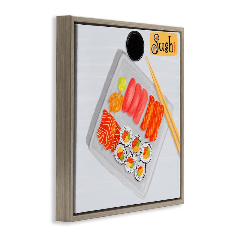 Stupell Delicious Sushi Plate Framed Floater Canvas Wall Art Design By Juliet Rose Philips