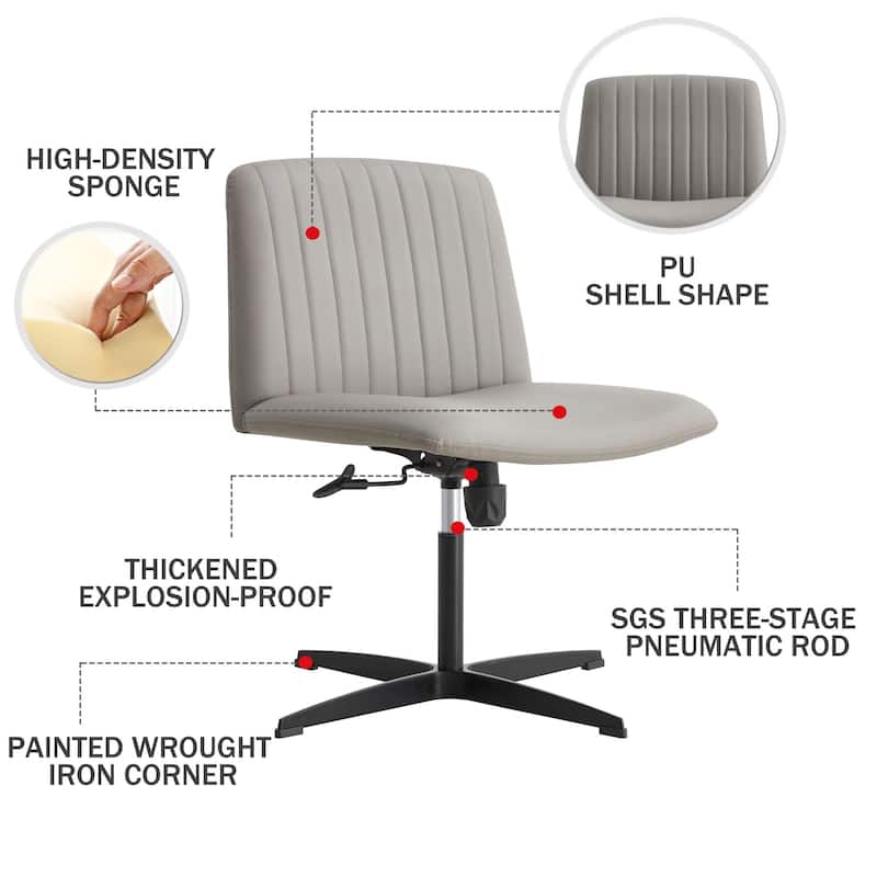 Home Office Chair Adjustable 360 °Swivel With Black Foot(No Wheels)