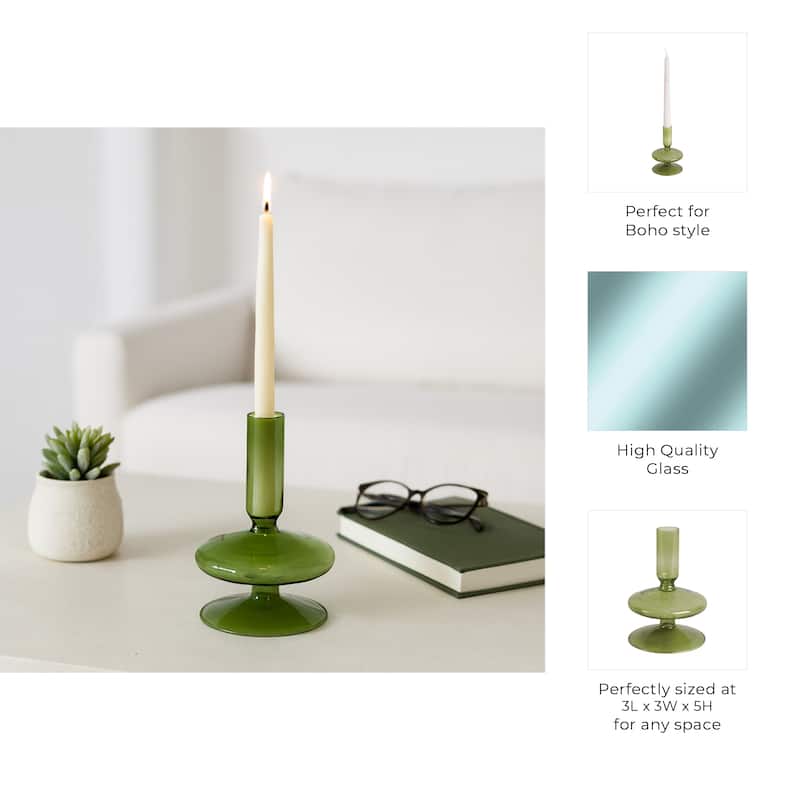 Sculptural Glass Candle Holder with Rounded Accent Base - Modern Tabletop Candle Holder for Any Room