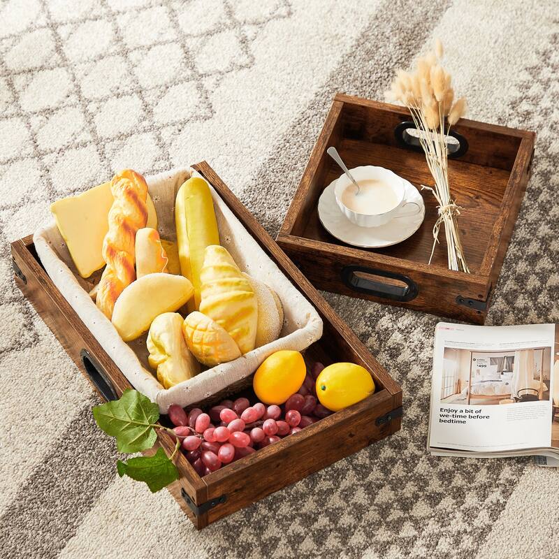 VECELO Industrial Console Table with 2 Storage Trays