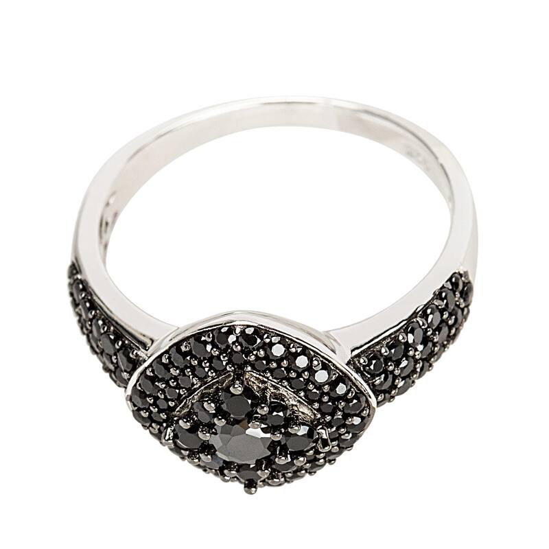 925 Sterling Silver Black Spinel Ring