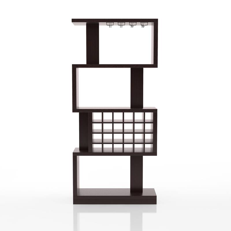 Furniture of America Thane Modern 4-tier Bar Cabinet with Bottle Wine Rack