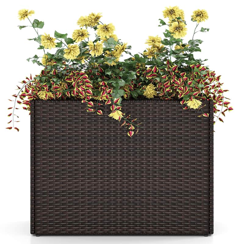 Costway 1/2 PCS 24" Tall PE Rattan Planter Box with Removable Liner