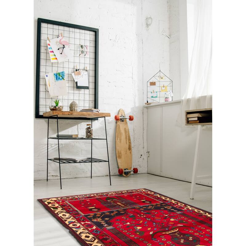 Teimani Red Rug 3'4" x 5'1" - 3'4 x 5'1