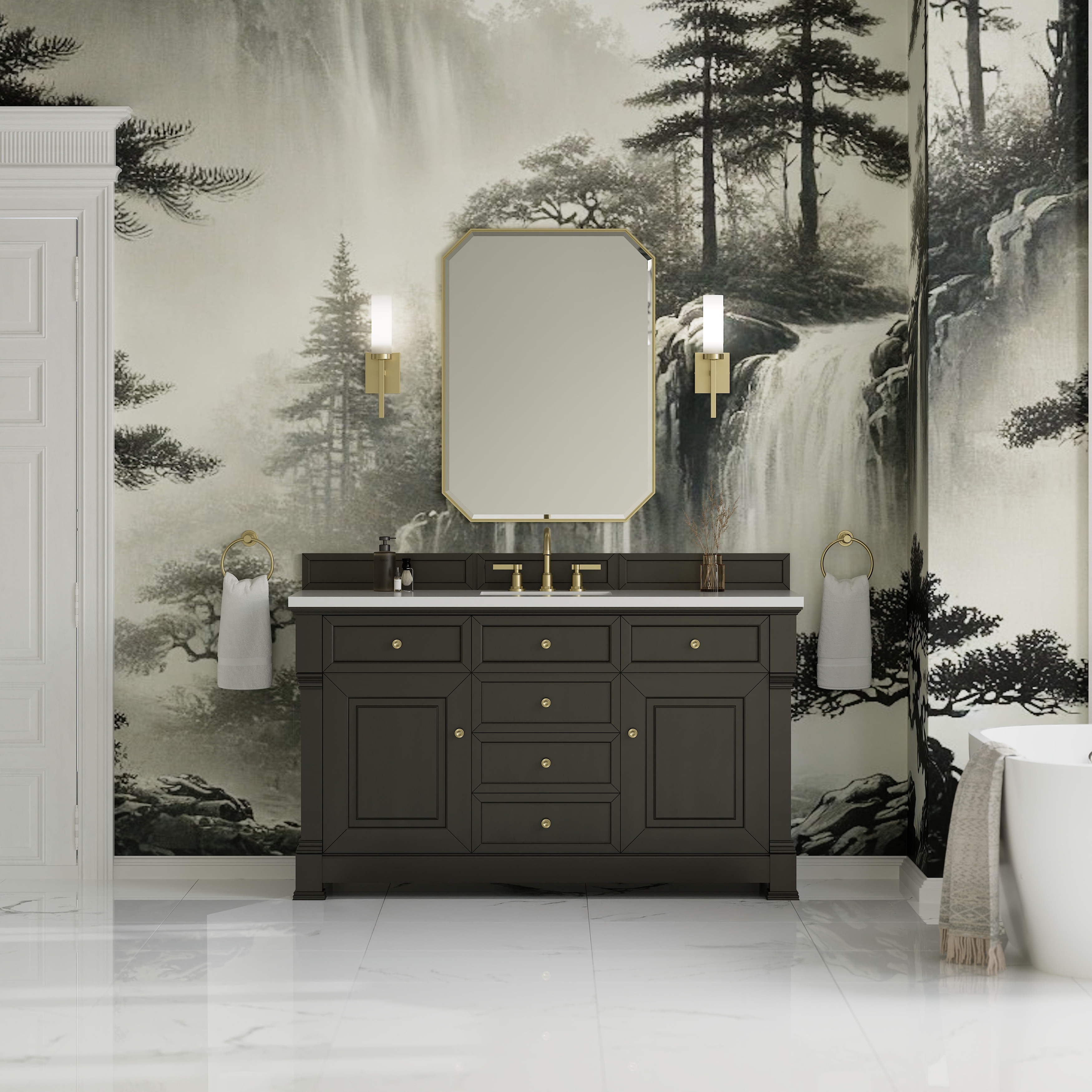 James Martin Vanities Brookfield 60S" Single Vanity, Black Onyx