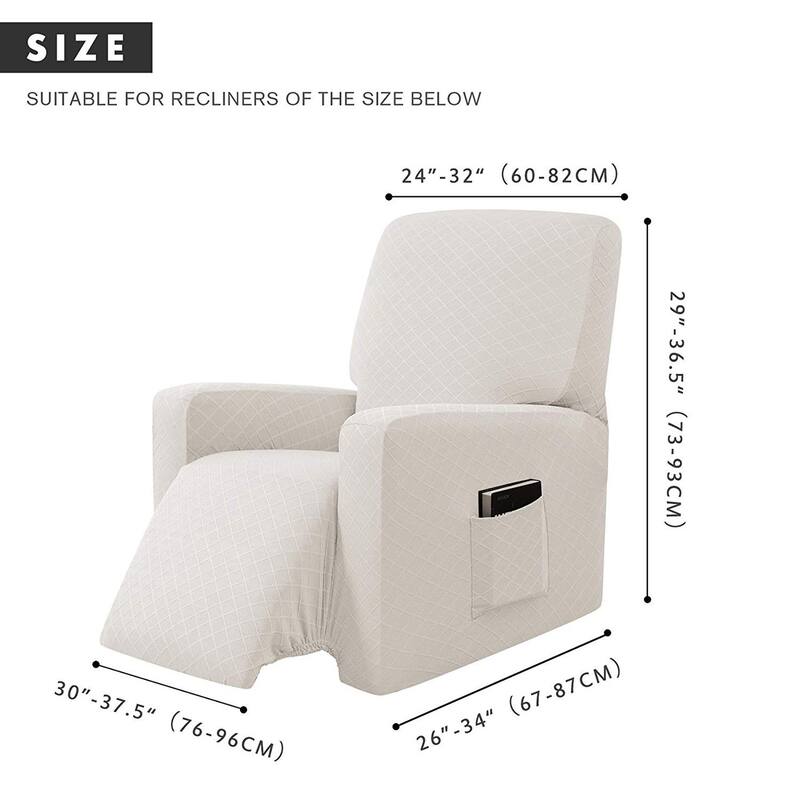 Enova Home Ultra Soft Rhombus Stretch Fabric Recliner Slipcover with Elastic Bottom Side Pocket