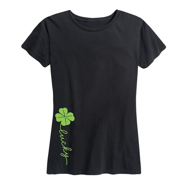 Shop Lucky Script Four Leaf Clover Women S Short Sleeve Graphic