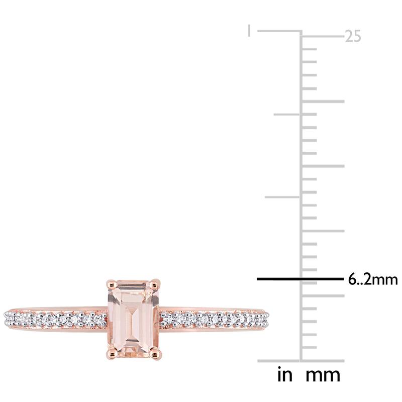 Miadora 10k Rose Gold Octagon-cut Morganite and 1/10ct TDW Diamond Birthstone Ring