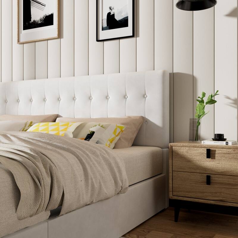 Plywood Frame Upholstered Platform Bed with Lift-up Storage