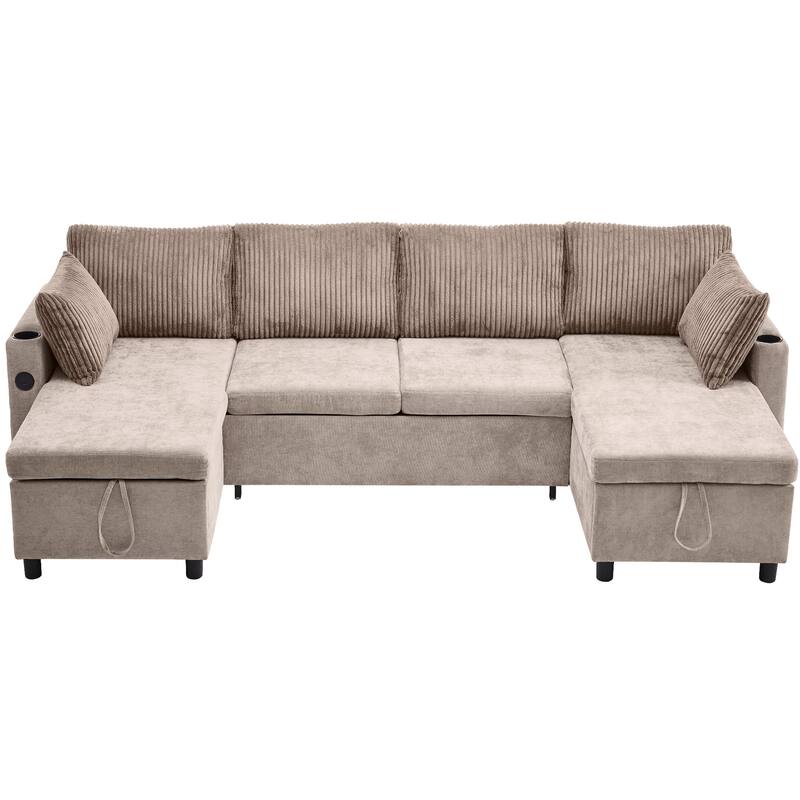 111.8 inch Sectional Sofa Pull-out Sofa Bed