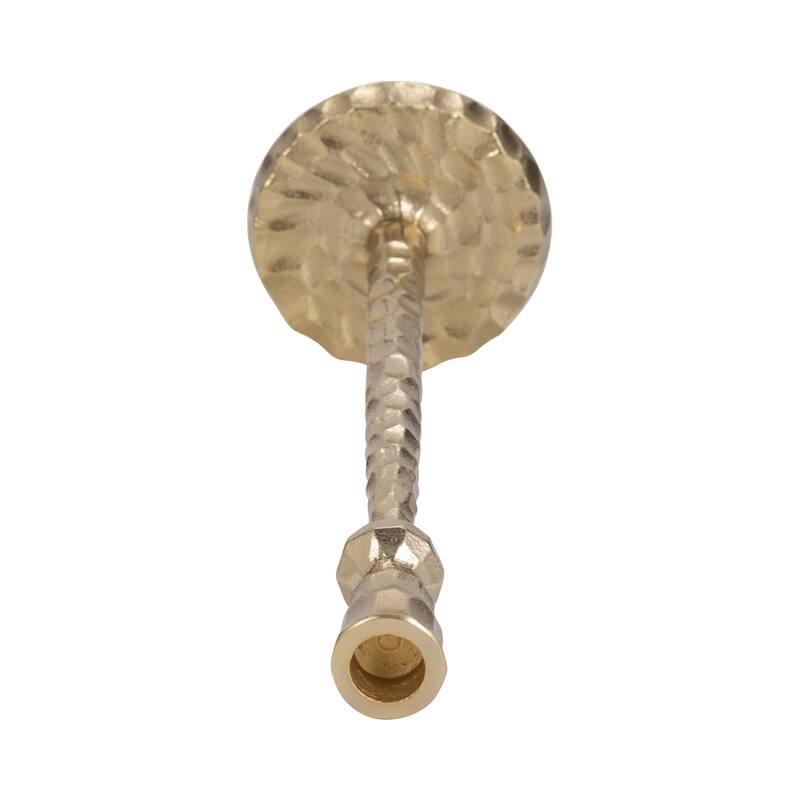 Hammered Taper Candle Holder Contemporary Glam Metal Metallic Gold Candle Holder for Home, Office or Event Table