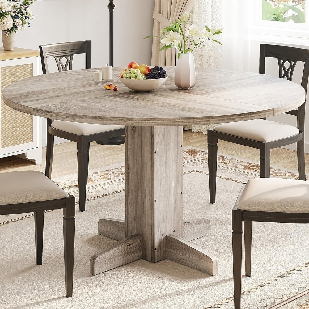 47 Inch Kitchen Round Dining Table for 4-6 People with Pedestal Base (Table Only)