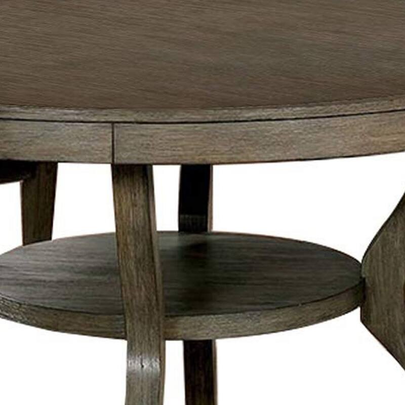 48 Inch Wooden Round Dining Table with Angled Legs, Brown