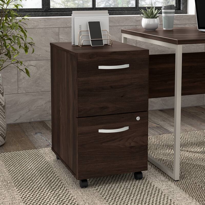 Hybrid 2 Drawer Mobile File Cabinet by Bush Business Furniture - Black Walnut