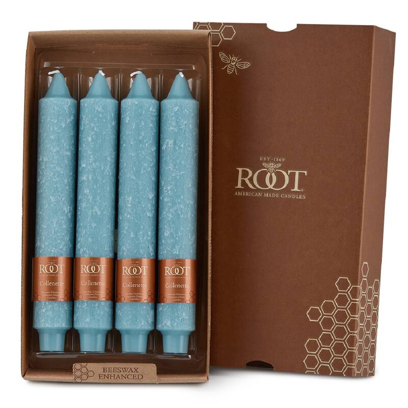 Root Unscented 9 In. Timberline™ Collenette Taper Candles box of 4 - 9 X 1-1/4 - Sky