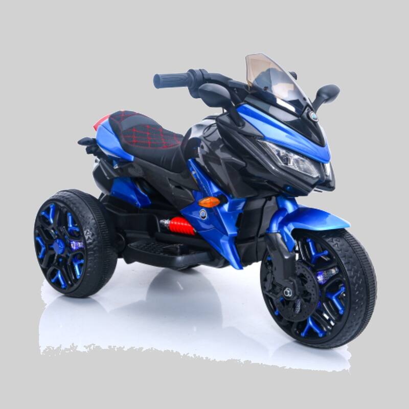Battery Powered Kids 12V Motorcycle, Ride-On Toy with Lighting Wheels, Music, Training Wheels, and Manual Throttle - Blue