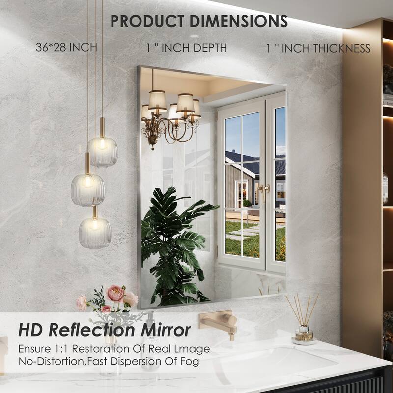QuivaraView Wall Mounted Aluminum Frame Bathroom Vanity Mirror