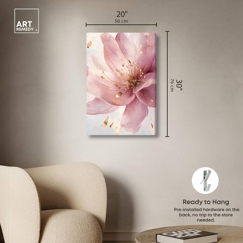 Pink and Gold Bloom Canvas by Art Remedy, Gallery Wrapped