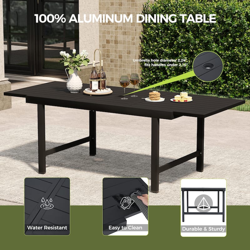 AeroFlex Aluminum Outdoor Dining Table with Extension