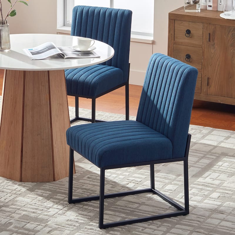 Mid Century Modern Dining Chair with Black Metal Legs