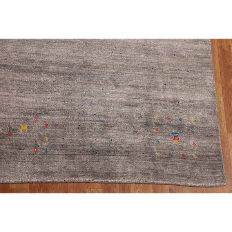 Earth Tone Gabbeh Indian Square Area Rug Handmade Wool Carpet - 10'0" X 9'9"