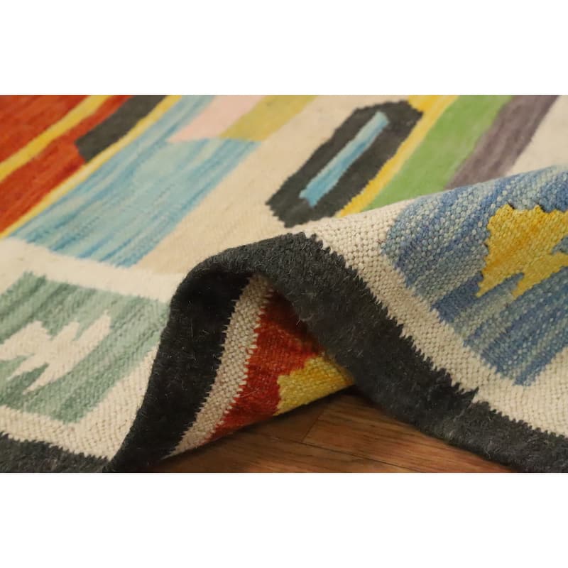 Hand Woven Oriental 100% Wool Carpet Southwestern Tribal Multi-Colored Kilim Area Rug - 6' 0'' X 3' 10''