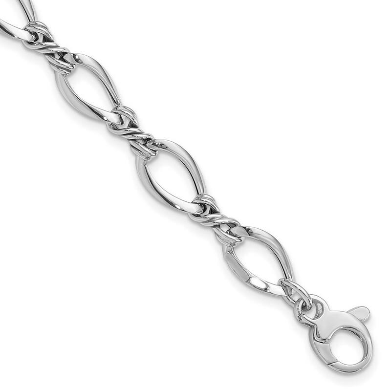 Curata 14k White Gold Italian 7.5" 8.8mm Fancy Link Bracelet