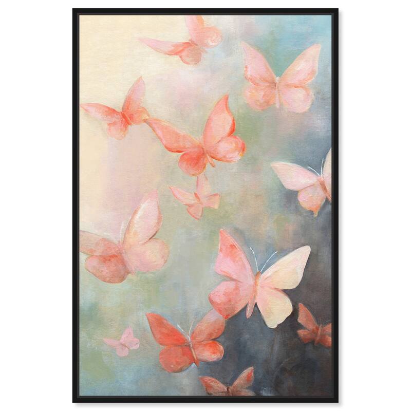 Art Remedy Peaceful Butterflies Framed Butterfly 1 Piece Canvas Wall Art - 31 x 46 - Black