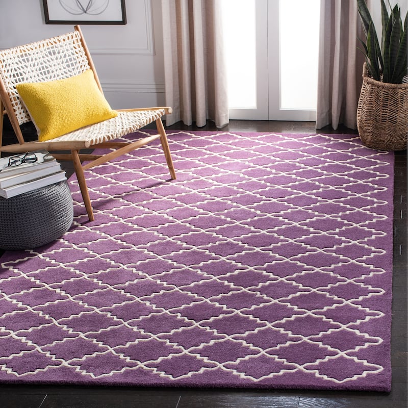 SAFAVIEH Handmade Chatham Slavna Modern Moroccan Wool Rug - 8' x 10' - Purple/Ivory